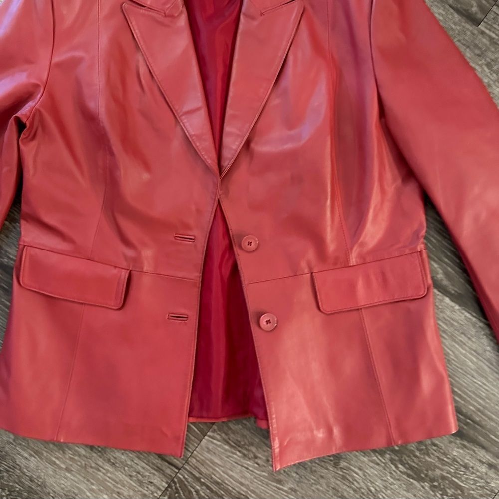 Bernardo Red Leather Jacket - Picture 3 of 11